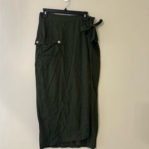 Zara dark green wrap skirt